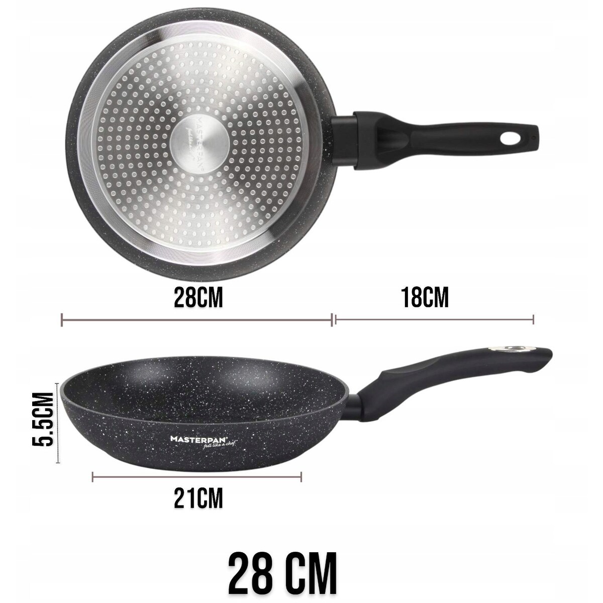 Patelnia Granitowa 28 Cm Plaster Miodu Indukcja Gaz 2.5L Wysoka 5.5 Cm