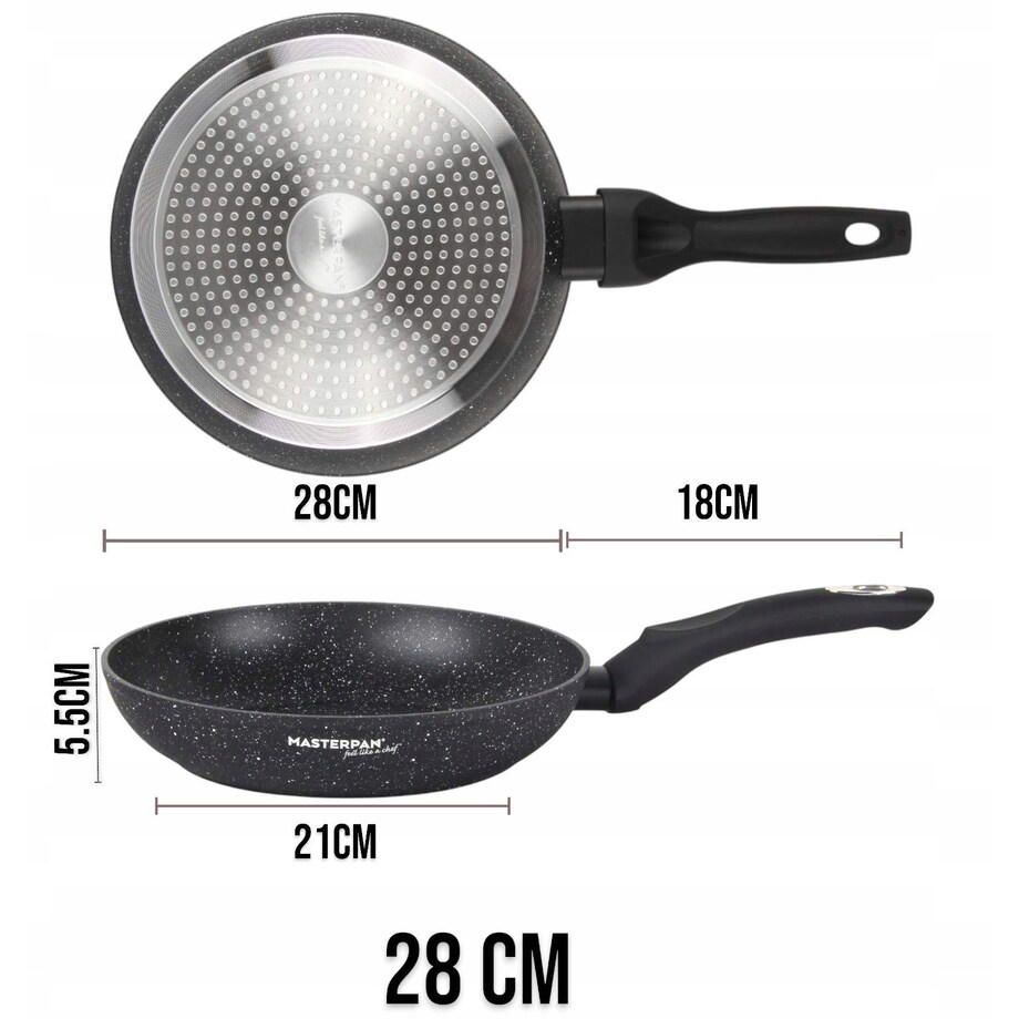 Patelnia Granitowa 28 Cm Plaster Miodu Indukcja Gaz 2.5L Wysoka 5.5 Cm