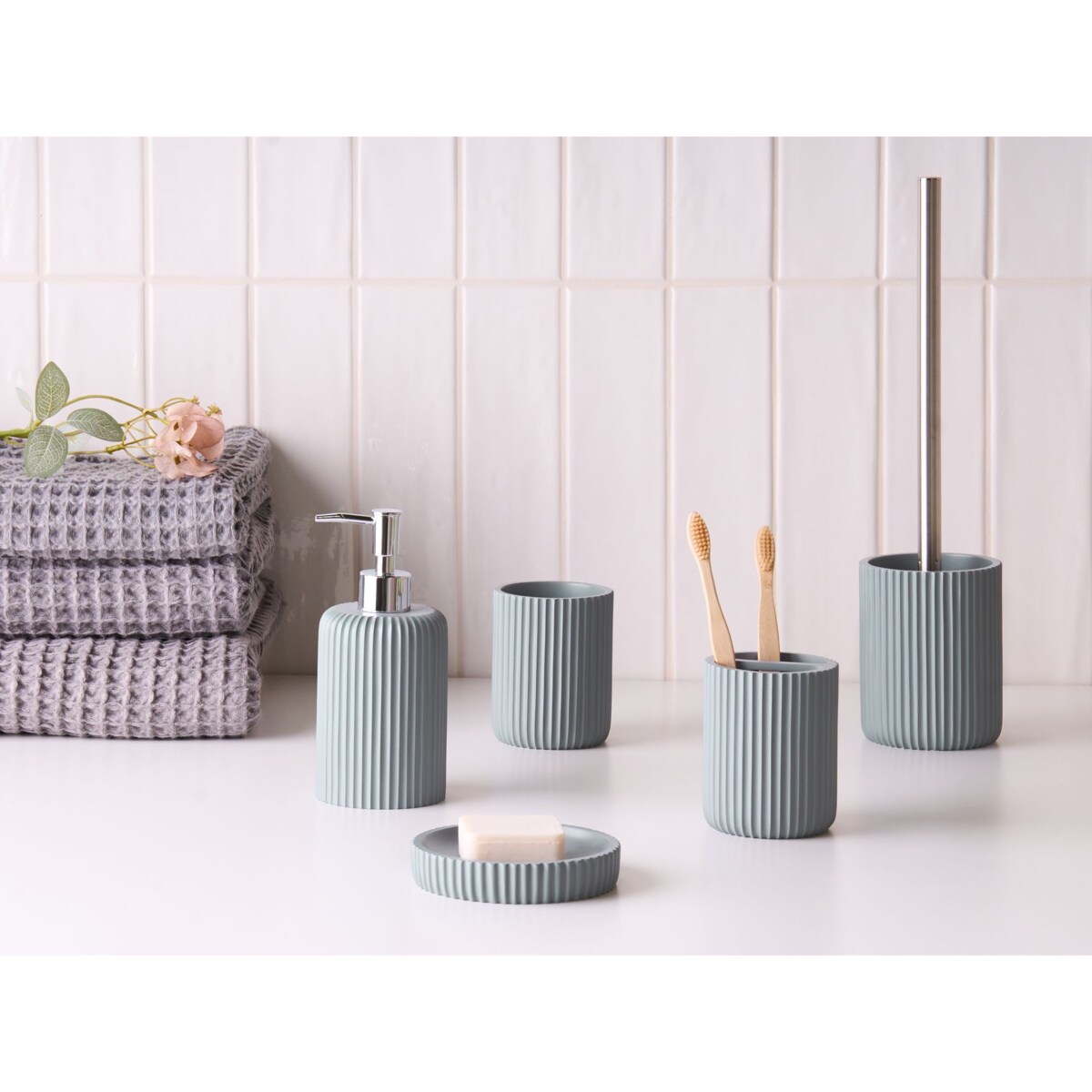 Zestaw akcesoriów łazienkowych 5 elementów CAMANA Jasnoszary