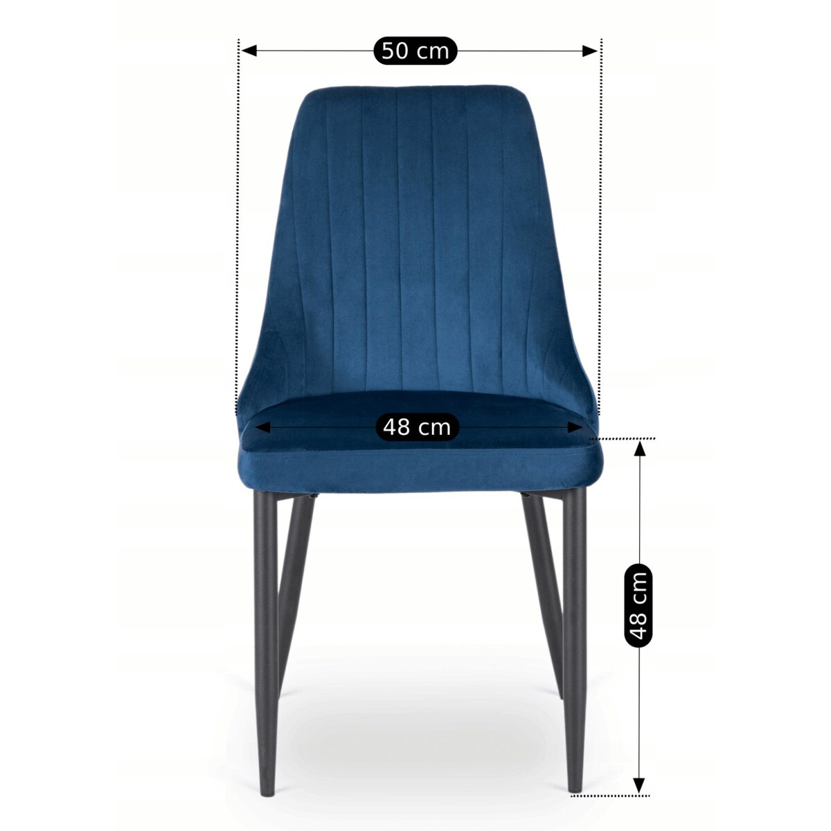 Krzesło Tapicerowane Welurowe Granatowe Kuchenne Do Jadalni Salonu BARI