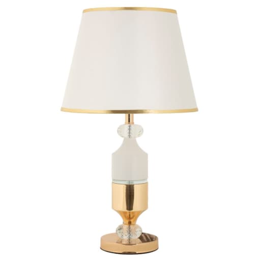 Lampa stołowa Gipsy, kolor złoty i biały, żelazo i tkanina, 30 x 30 x 52 cm, 1 x E27, styl glamour, do salonu i sypialni, Mauro Ferretti