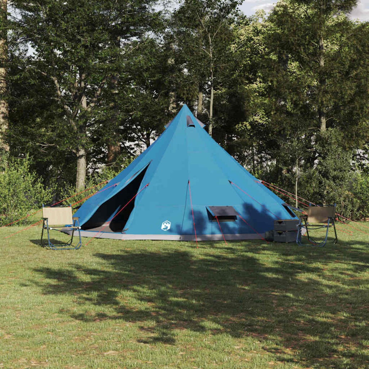 vidaXL Rodzinny namiot tipi Niebieski i szary 560 x 560 x 300 cm