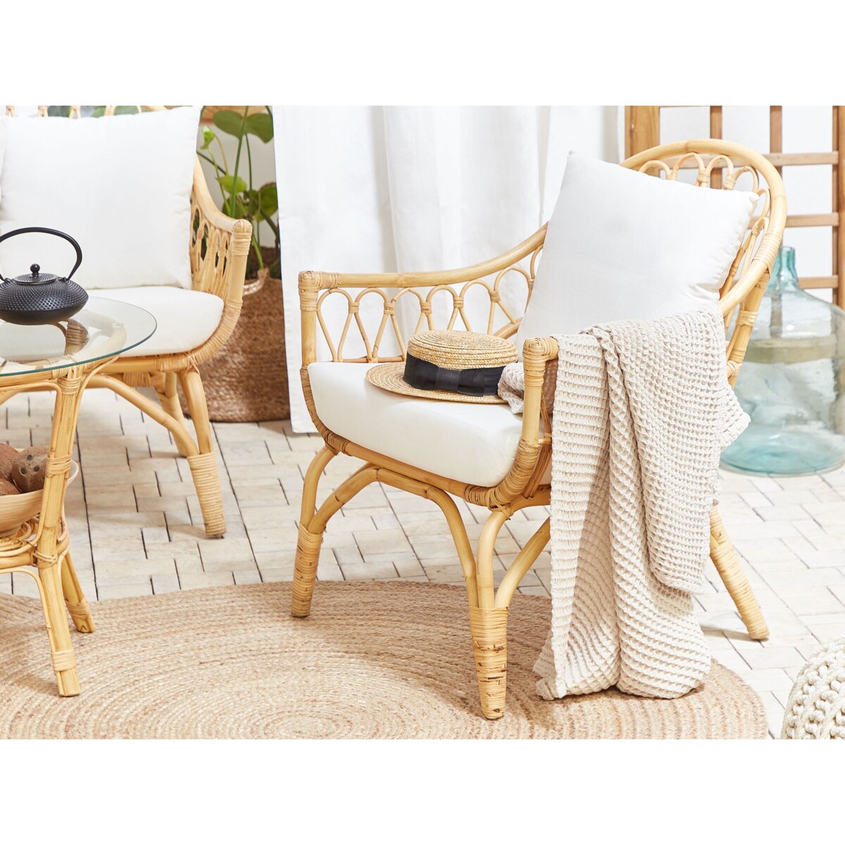 Zestaw ogrodowy rattanowy 4-osobowy naturalny SIBARI