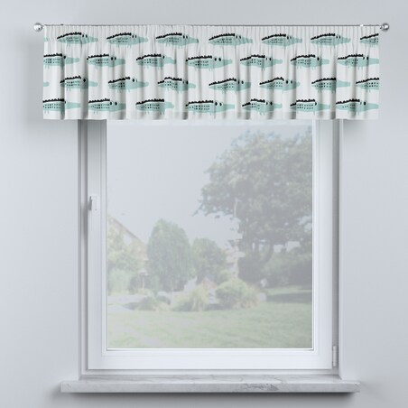 Lambrekin na taśmie marszczącej 390x40 ecru-zielony