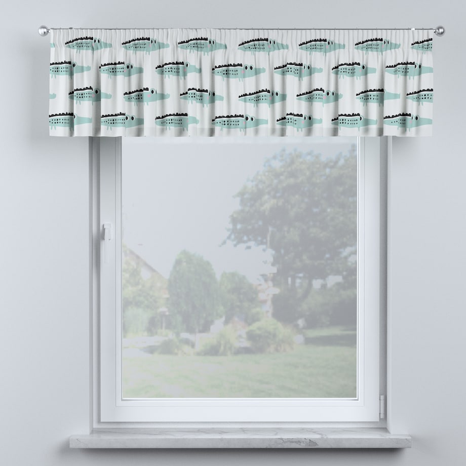 Lambrekin na taśmie marszczącej 390x40 ecru-zielony