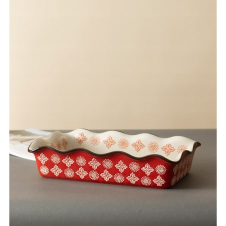 NACZYNIE ŻAROODPORNE ŚWIĄTECZNE CERAMICZNE CZERWONE BIAŁE DUŻE 30cm