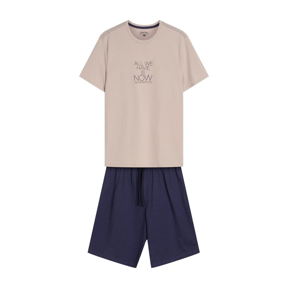 Piżama Dreamber 42632-02X Beżowo-Niebieski, L