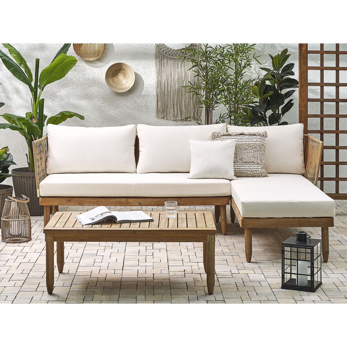 Zestaw ogrodowy drewno akacjowe 5-osobowy jasny CREMONA