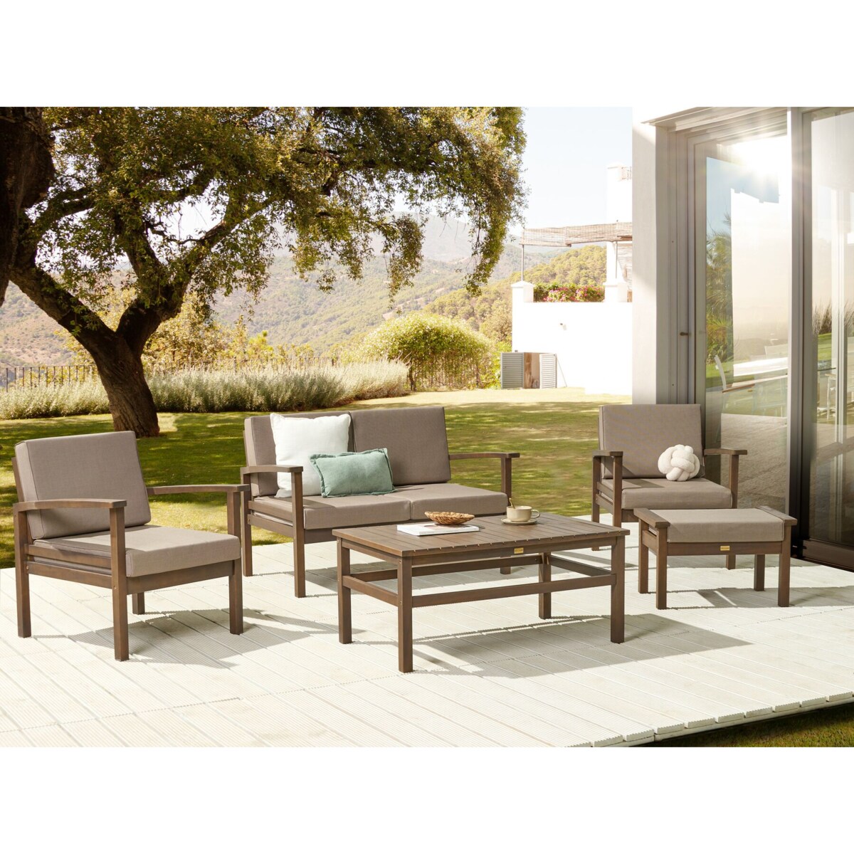 Zestaw ogrodowy ze stolikiem dla 4 osób MANILA Certyfikowane drewno akacjowe Ciemnobrązowy