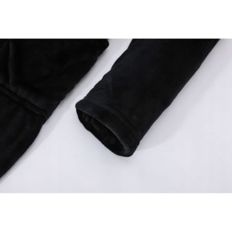 SZLAFROK Z KAPTUREM WIĄZANY CIEPŁY MIĘKKI UNISEX XS PAULO CZARNY