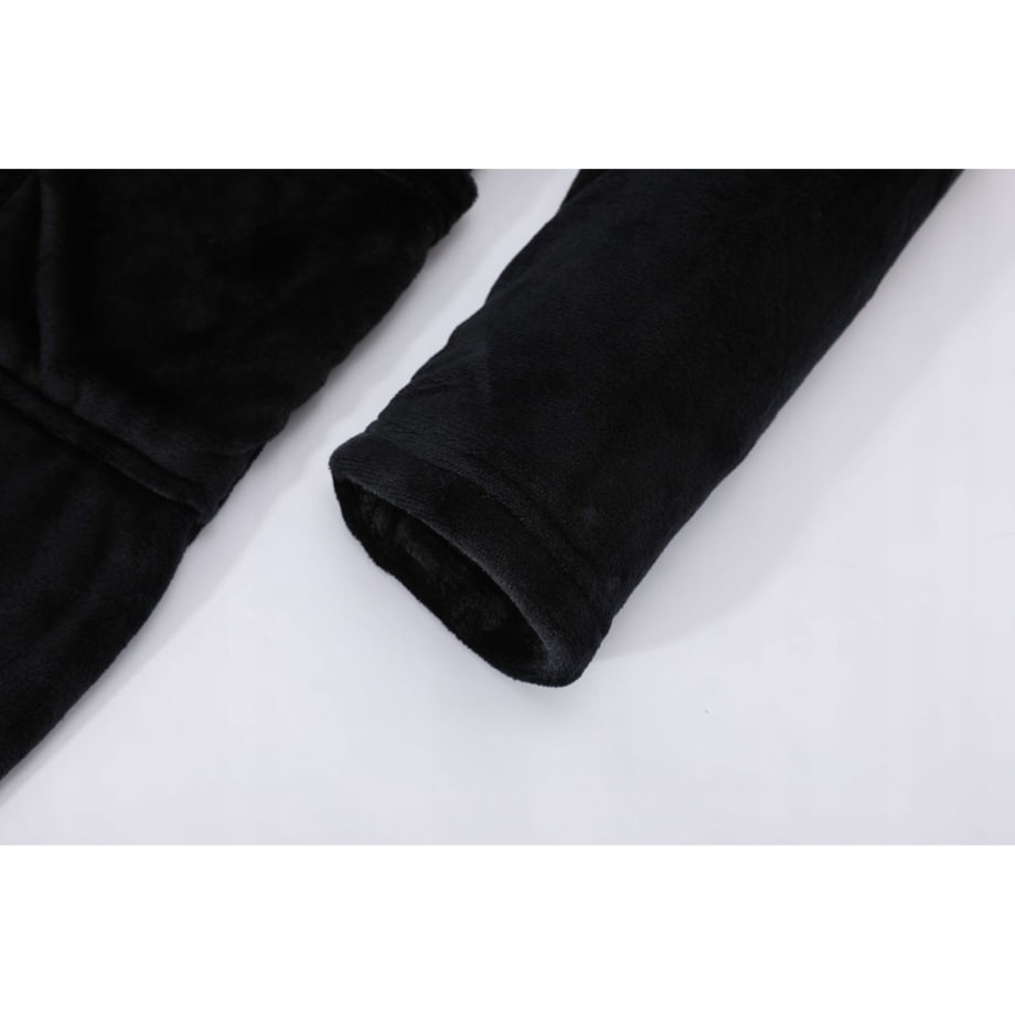 SZLAFROK Z KAPTUREM WIĄZANY CIEPŁY MIĘKKI UNISEX XS PAULO CZARNY