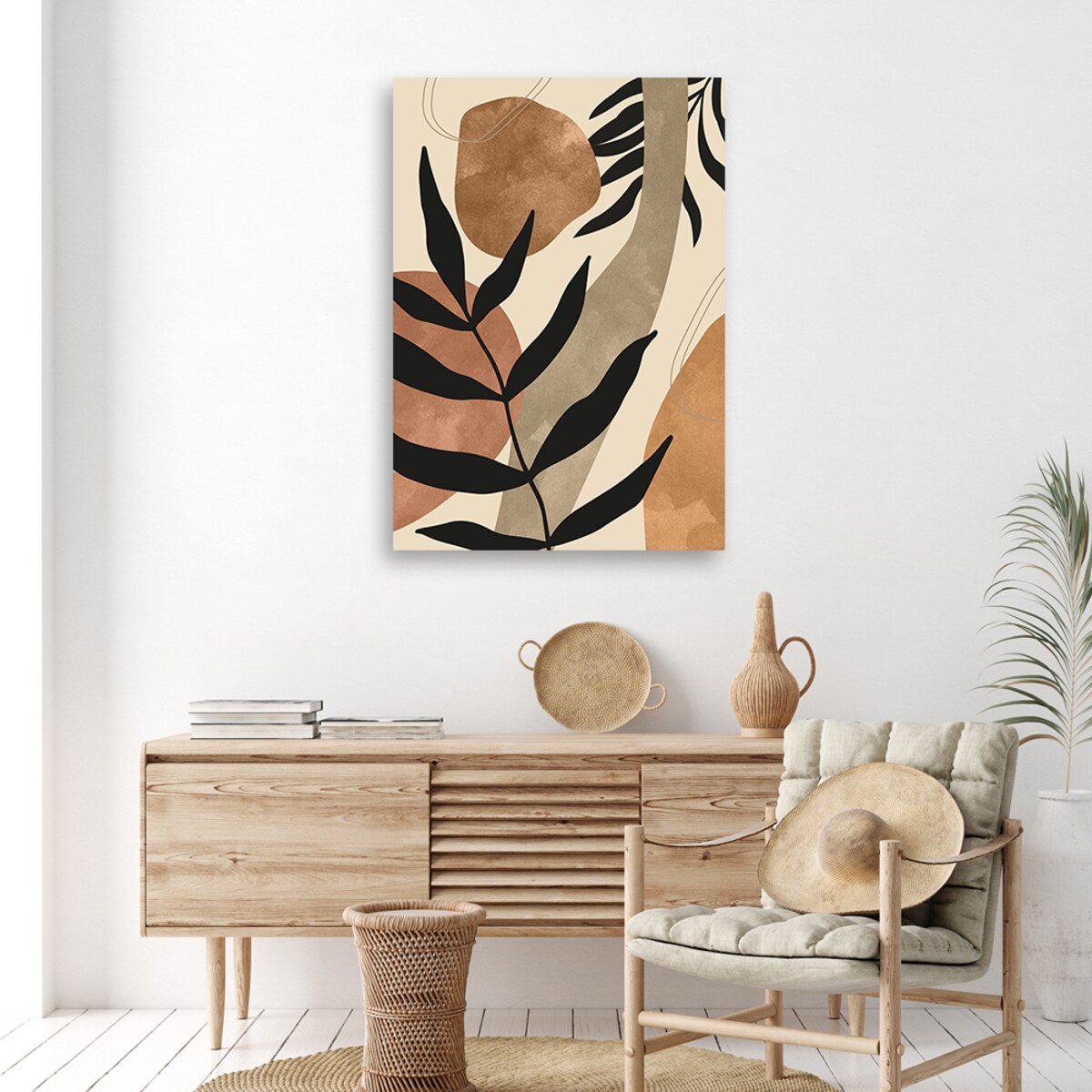 Obraz na płótnie, Liście i gałązki boho 70x100cm