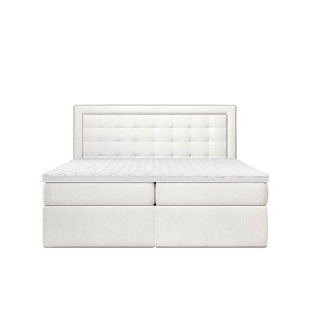 Łóżko kontynentalne EVERLIE 160x200 z pojemnikiem, Kremowy, tkanina Megan 351