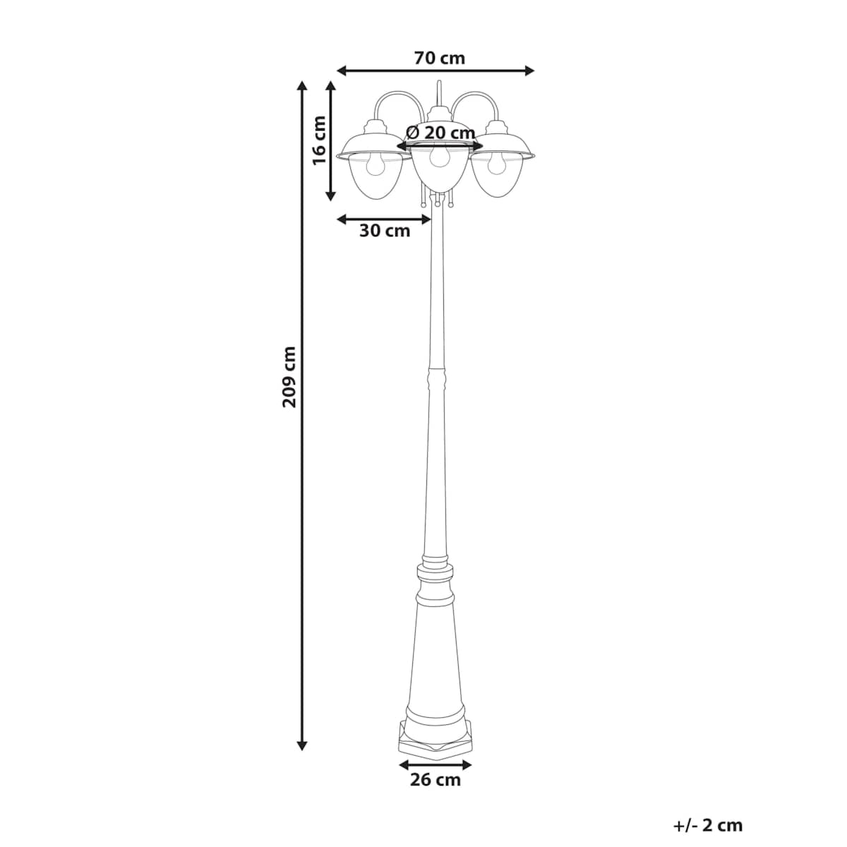 Latarnia ogrodowa 3-punktowa czarna BANKA