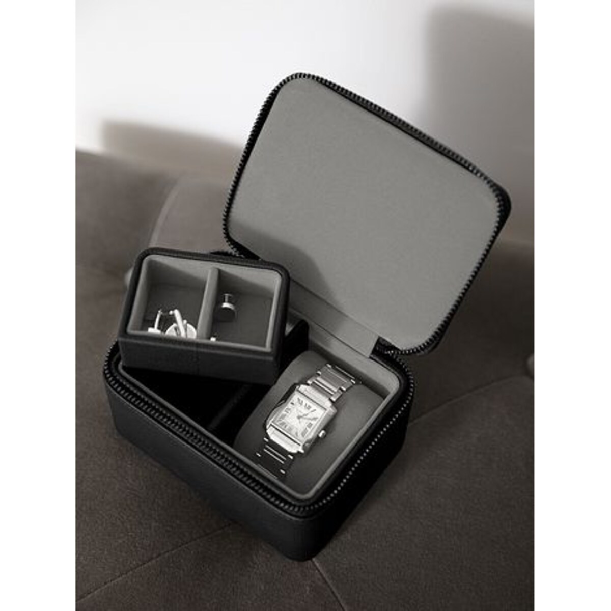 Pudełko podróżne na zegarki i spinki Stackers czarne