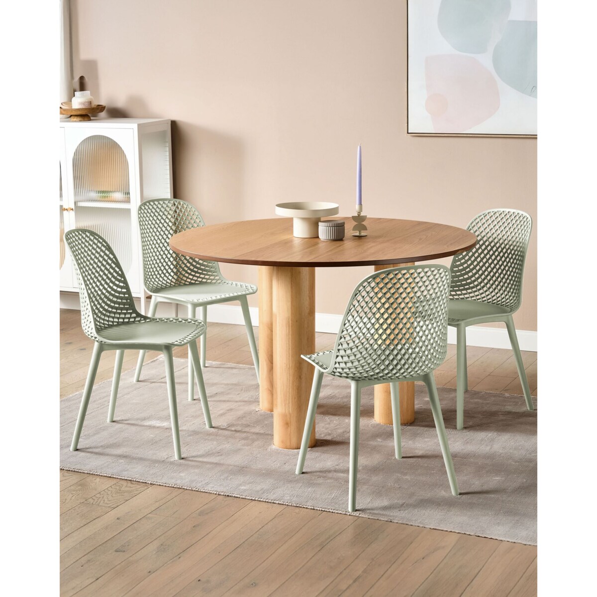 Zestaw 4 krzeseł do jadalni EMORY Jasnozielony