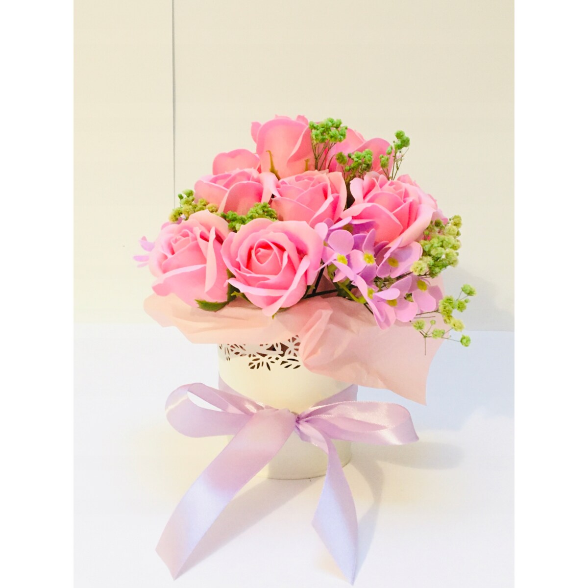 BUKIET KWIATY MYDLANE pachnące na prezent upominek urodziny imieniny róże