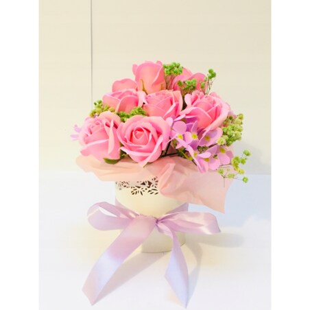 BUKIET KWIATY MYDLANE pachnące na prezent upominek urodziny imieniny róże