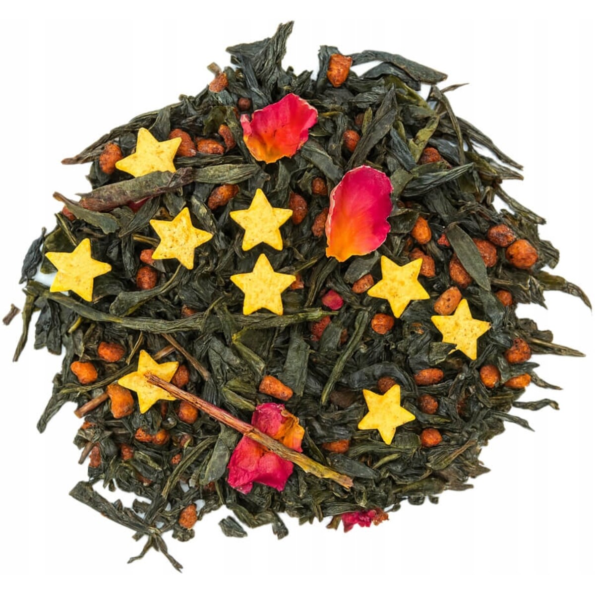 Herbata zielona MLECZNA DROGA goździki kwiat róży czekoladowe gwiazdki 140g - herbata liściasta sypana mieszanka napar susz
