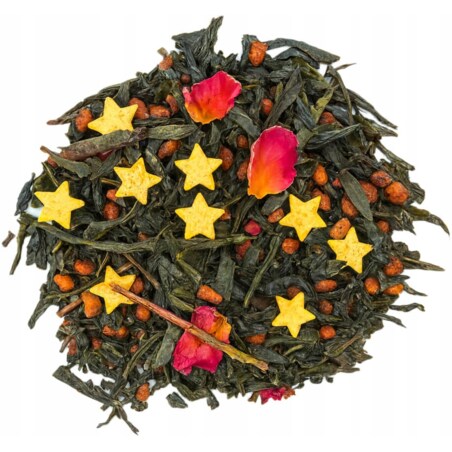 Herbata zielona MLECZNA DROGA goździki kwiat róży czekoladowe gwiazdki 140g - herbata liściasta sypana mieszanka napar susz
