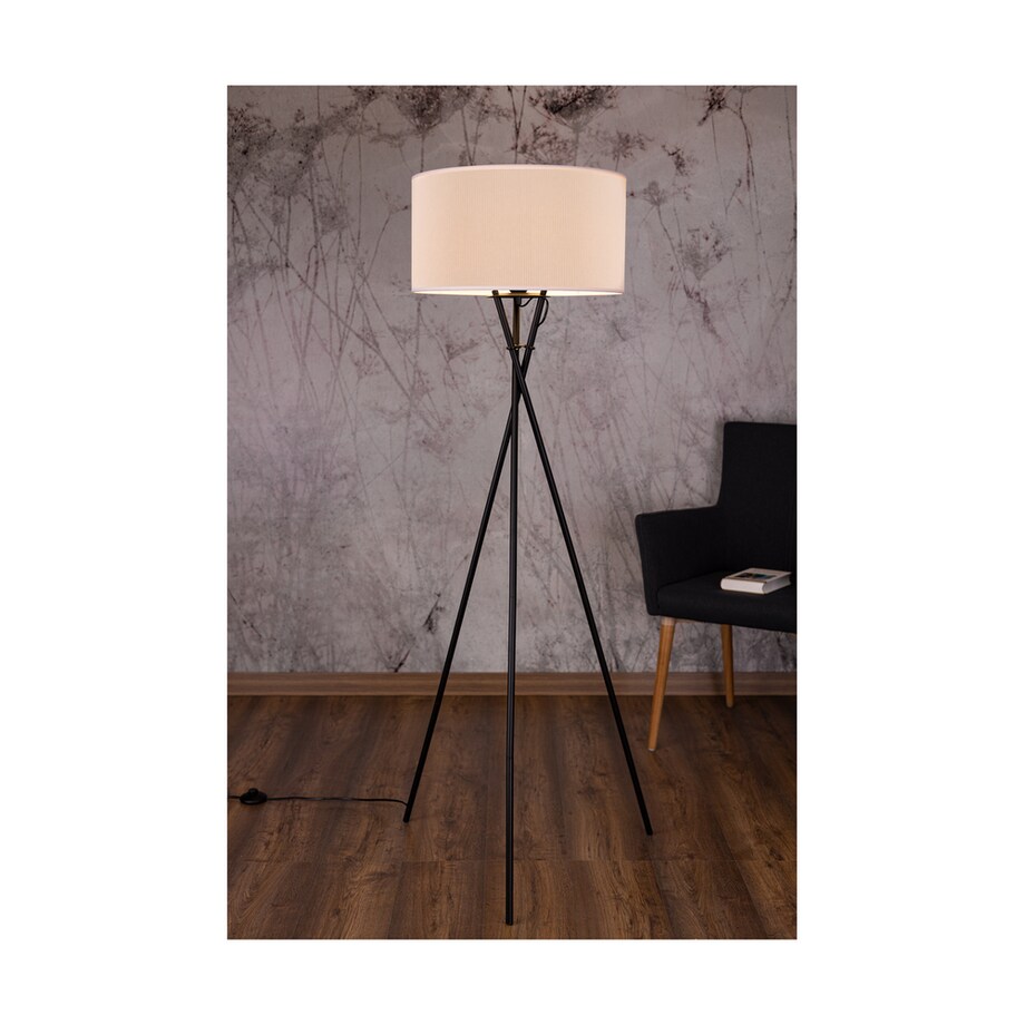 Lampa Podłogowa BRITOP Lighting 1xE27 Max.60W Czarna Podstawa z Białym Abażurem, Polski Producent 1szt.