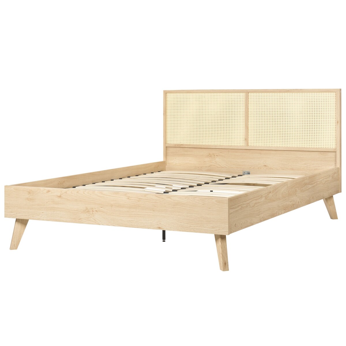 Łóżko rattanowe 140 x 200 cm jasne drewno MONPAZIER