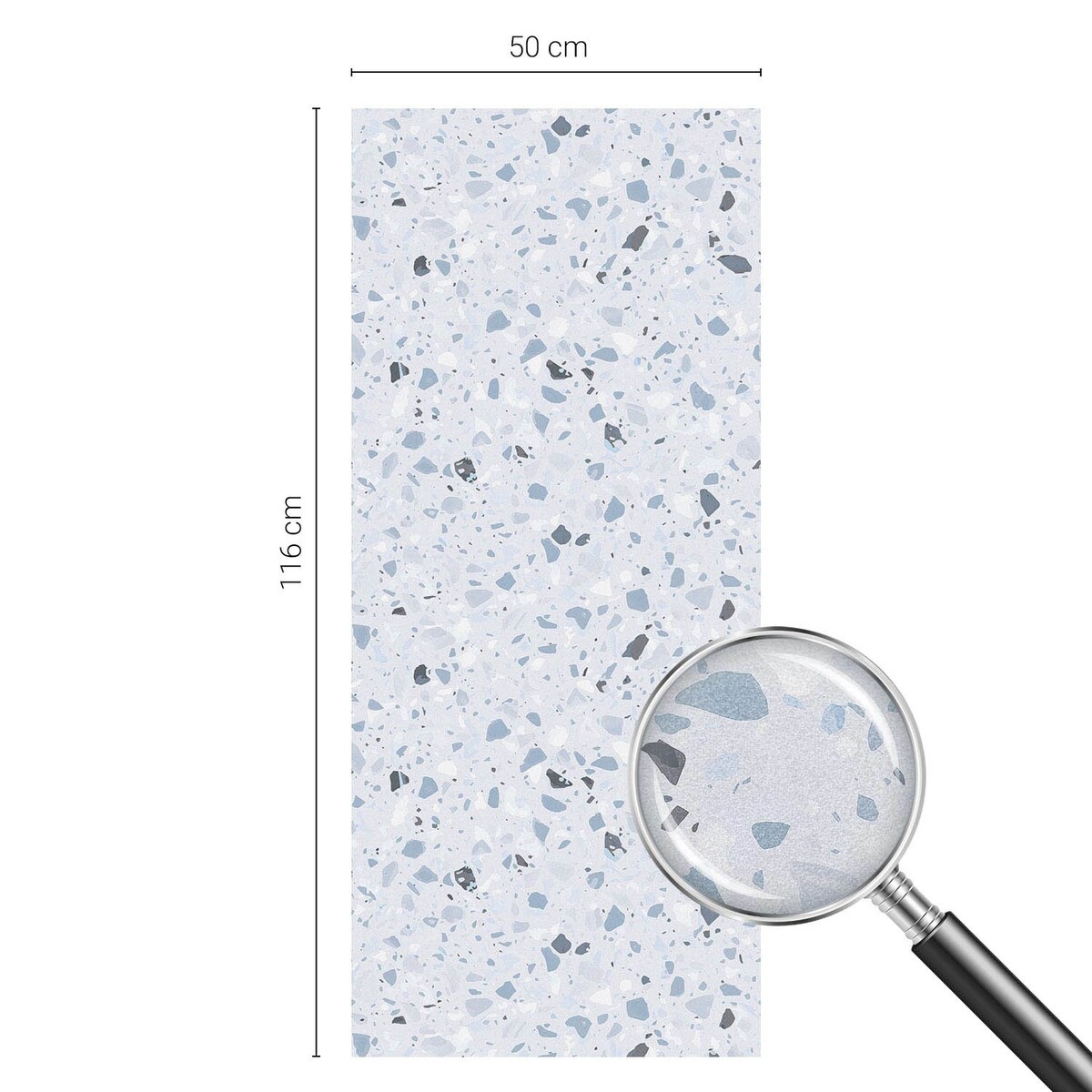 Okleina na szybę dekoracyjna - Elegancki wzór mozaiki w chłodnych odcieniach - 50x116 cm