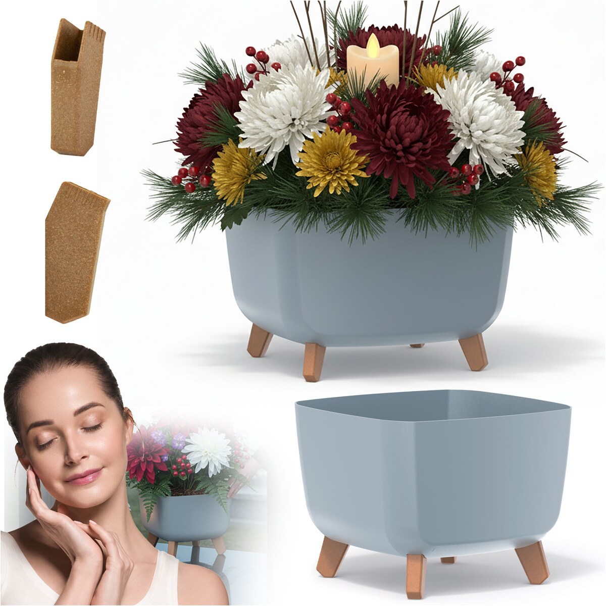 Donica Na Cmentarz Doniczka Na Nóżkach Na Wszystkich Świętych Szara 29 Cm