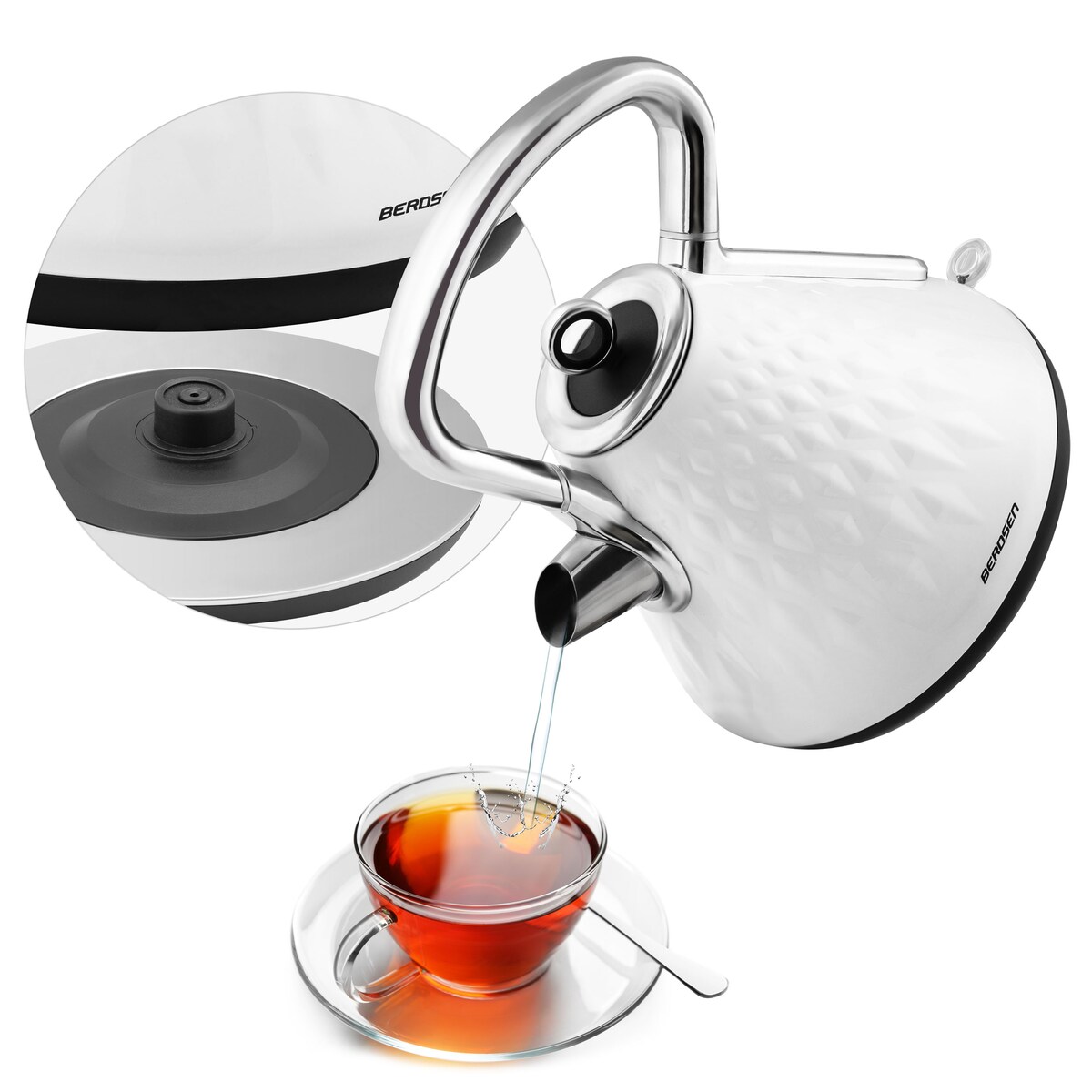 Czajnik elektryczny 1,7L Berdsen biały