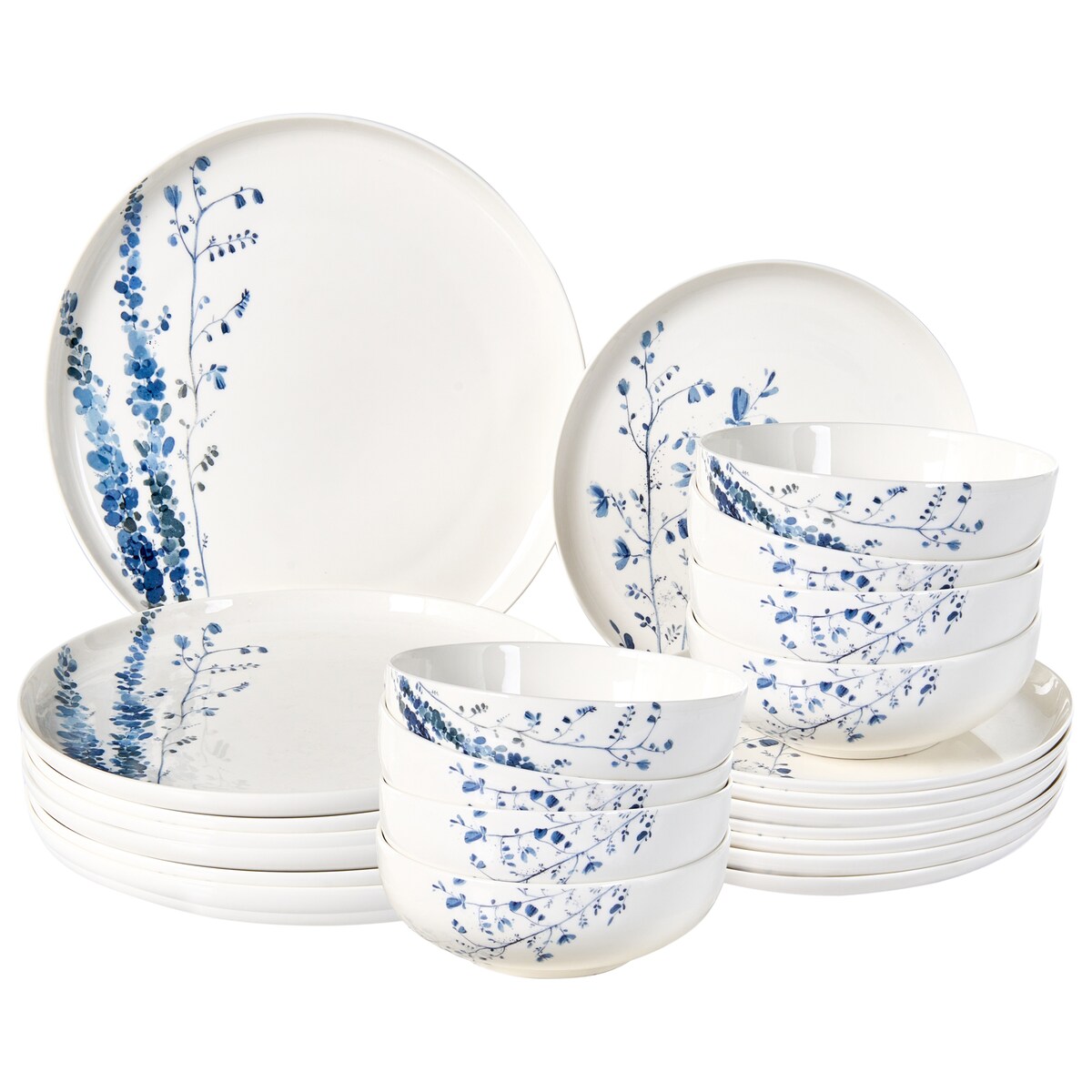 Zastawa stołowa 24-częściowa MAHLEB Porcelana Biały/niebieski