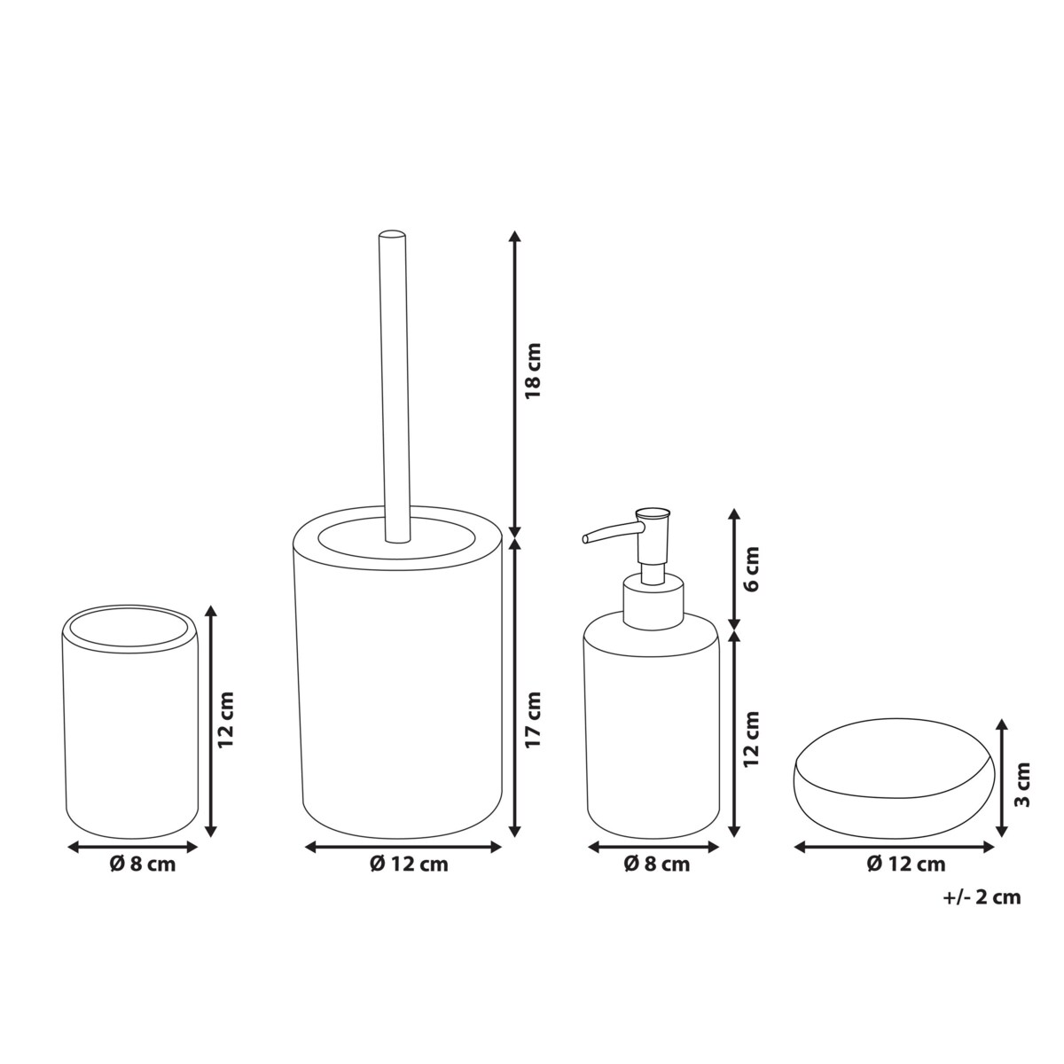 4-częściowy zestaw akcesoriów łazienkowych biały ARAUCO