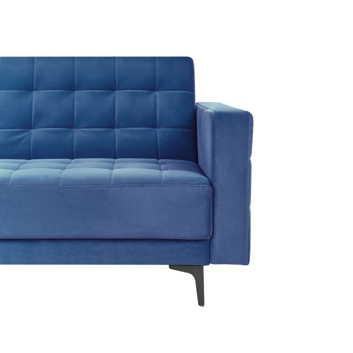 Sofa prawostronna rozkładana welurowa niebieska ABERDEEN