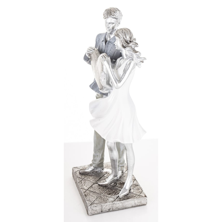 Dekoracja - figurka 26x11x8 cm PARA - z dużym sercem