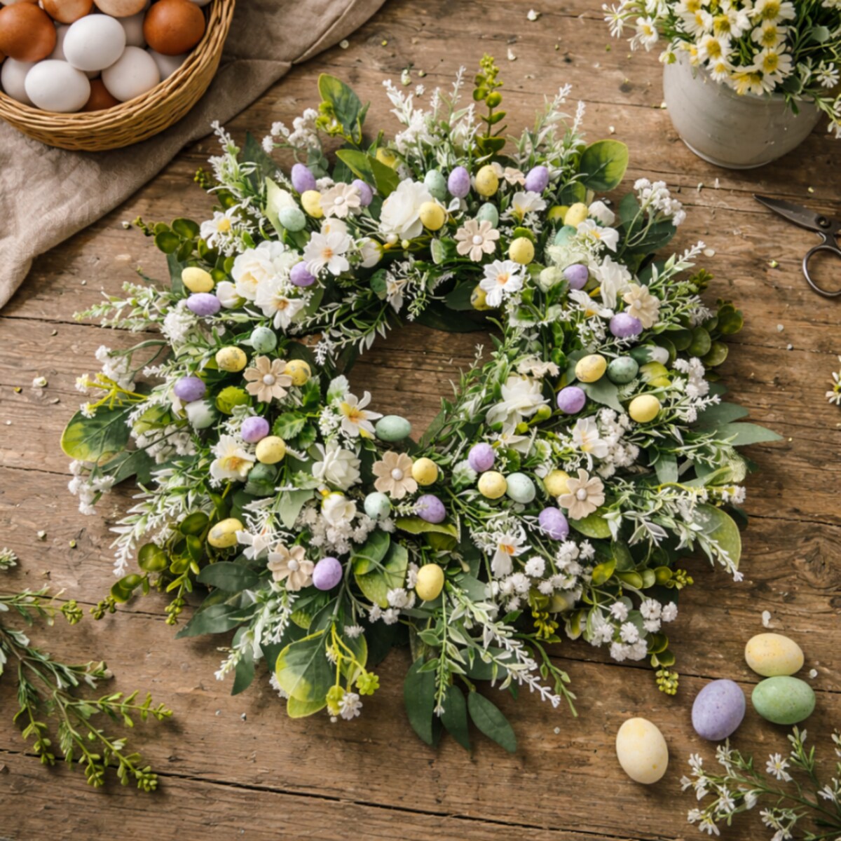 Wianek wielkanocny MILLie 50 cm stroik wiosenny