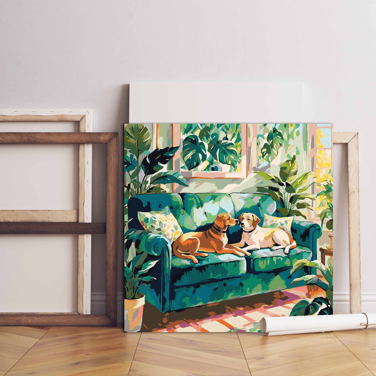 Malowanie po numerach, zestaw DIY – PIESKI 80x80 cm- Produkt PL