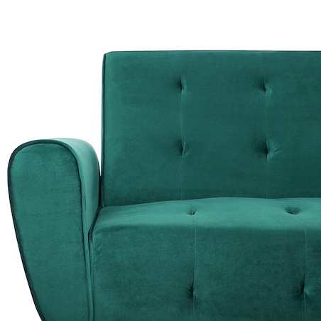 Sofa rozkładana dla 3 osób SELNES Welur Szmaragdowy
