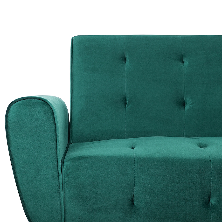 Sofa rozkładana dla 3 osób SELNES Welur Szmaragdowy