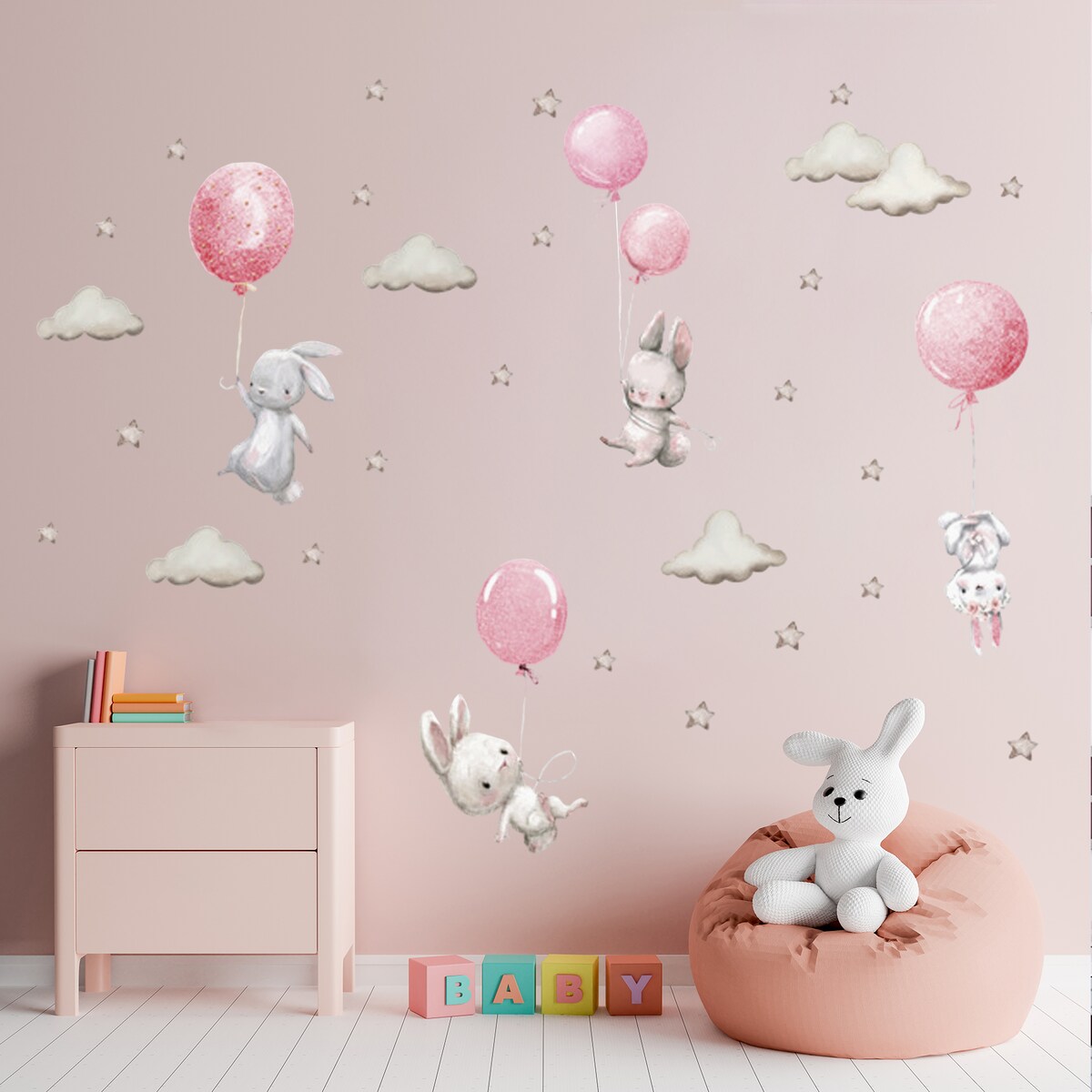 naklejki na ścianę do pokoju dziecka, sipo, różowe balony