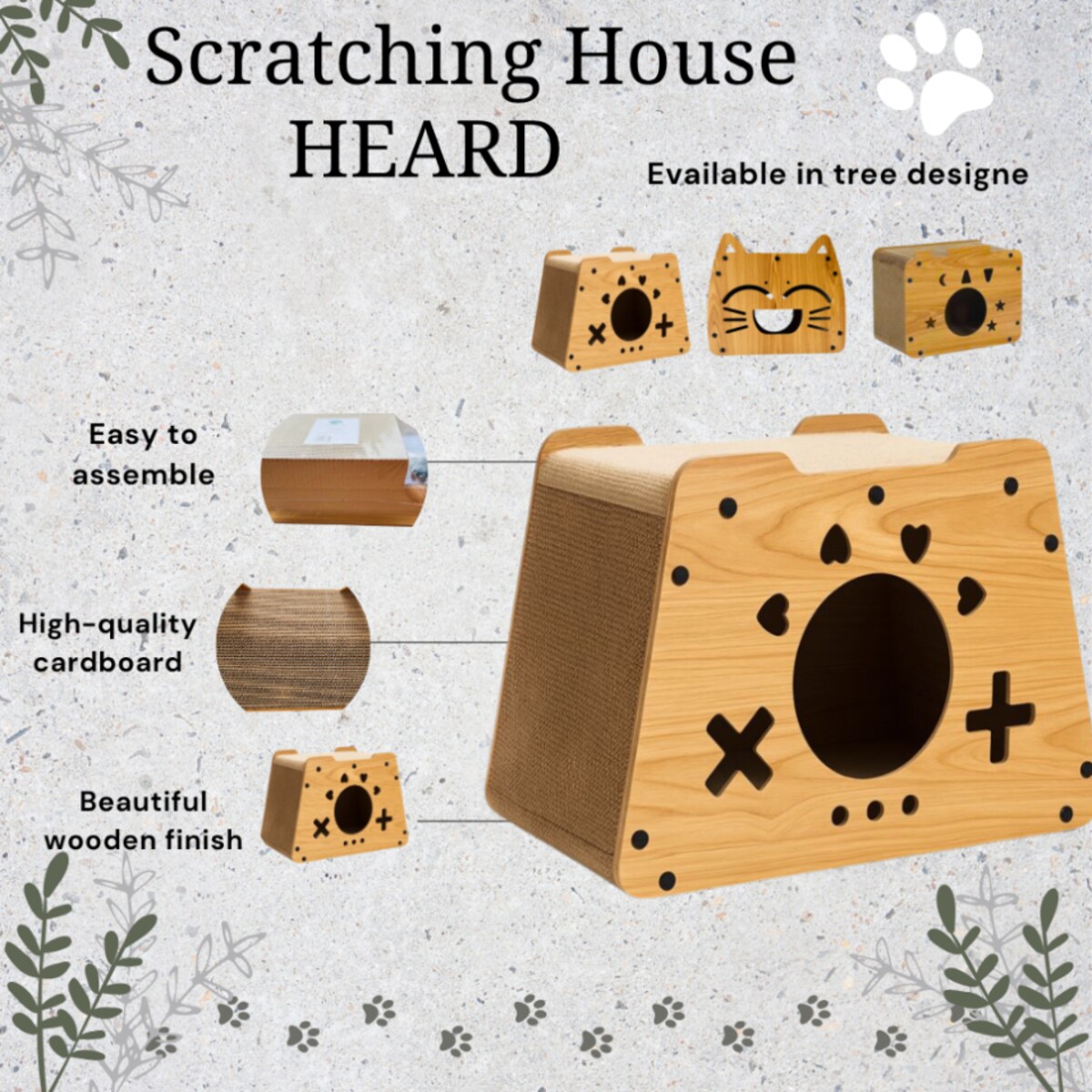 Drapak Dla Kota Z Budką Domek Do Drapania I Odpoczynku Tekturowy Serduszka