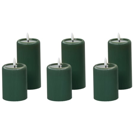 Zestaw 6 świec LED NOISETTE 10/16 cm Zielony
