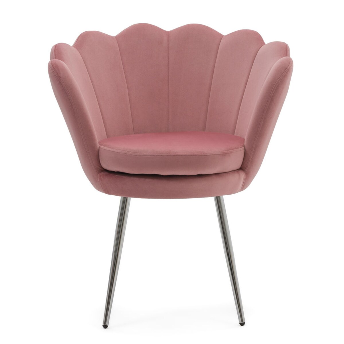 Krzesło muszelka SHELL różowe welurowe glamour srebrne nogi do toaletki