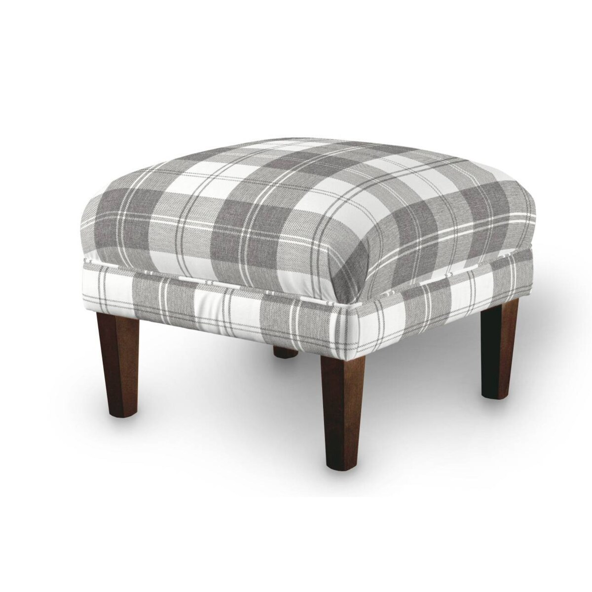 Podnóżek do fotela, krata szaro-biała, 56 x 56 x 40 cm, Edinburgh