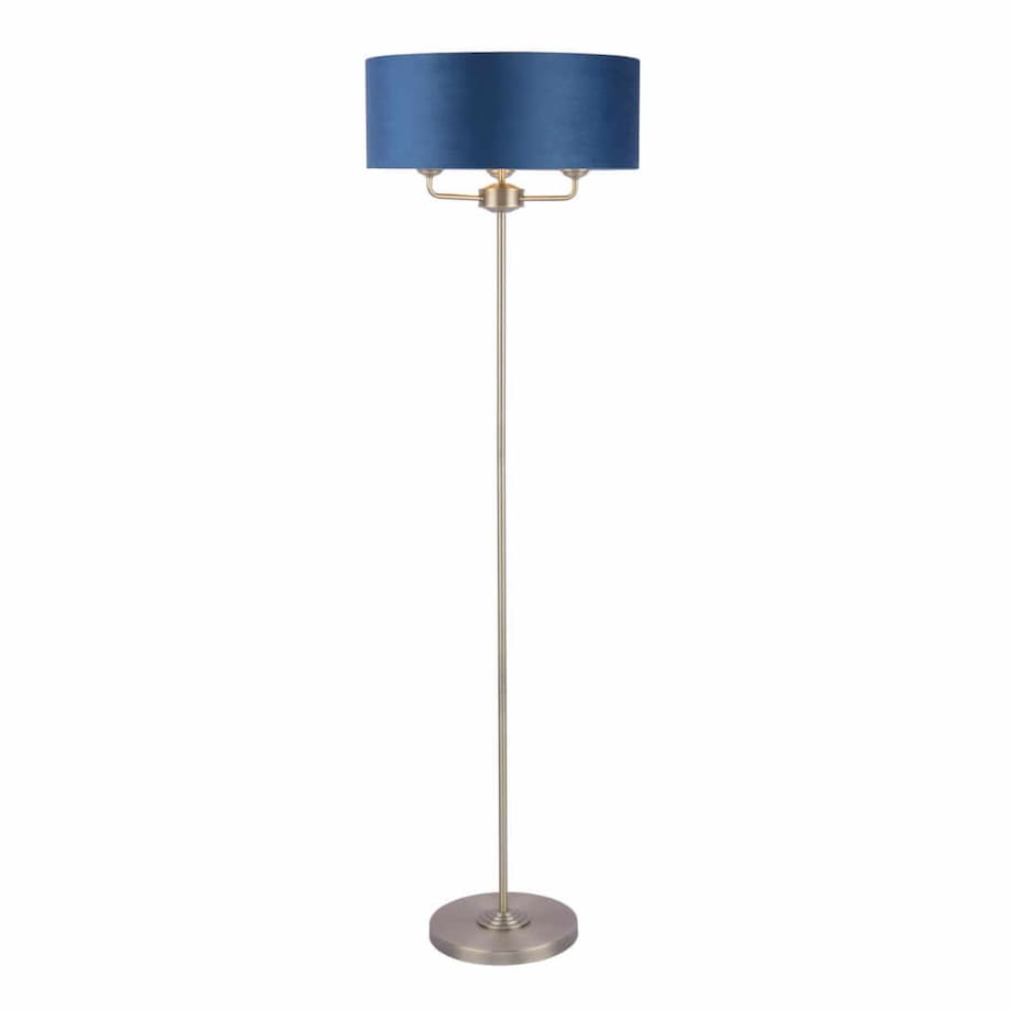 Lampa podłogowa Sorrento LA3756235-Q Laura Ashley z abażurem mosiądz niebieska