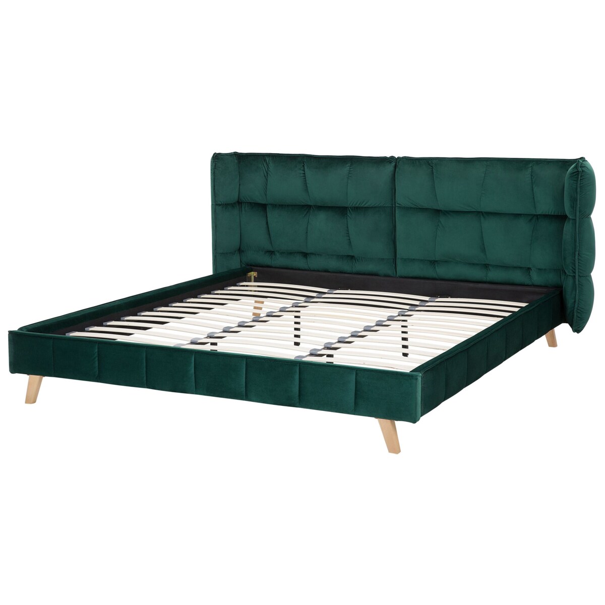 Łóżko welurowe 180 x 200 cm zielone SENLIS