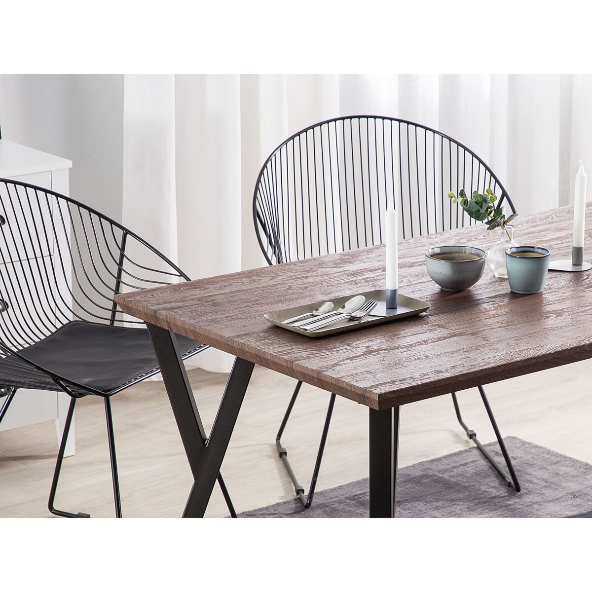 Stół do jadalni 140 x 80 cm ciemne drewno z czarnym BRAVO