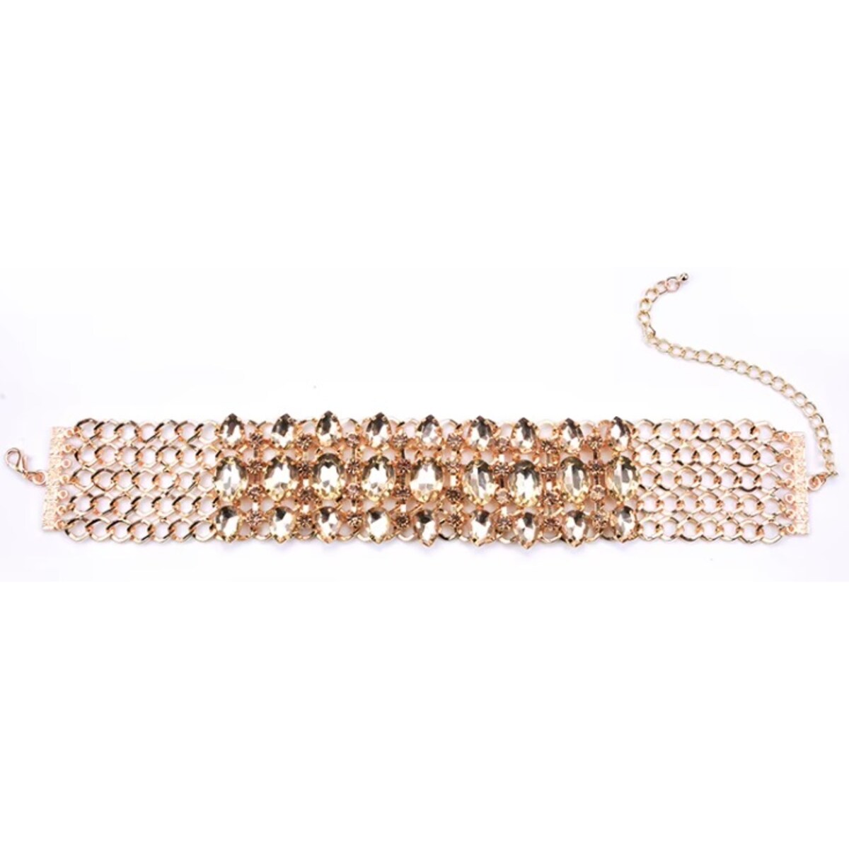 Złoty CHOKER szampańskie cyrkonie świetna jakość SZYKOWNY efektowny na BAL