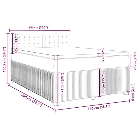 vidaXL Łóżko kontynentalne z materacem, czarne, 140x200 cm, aksamit