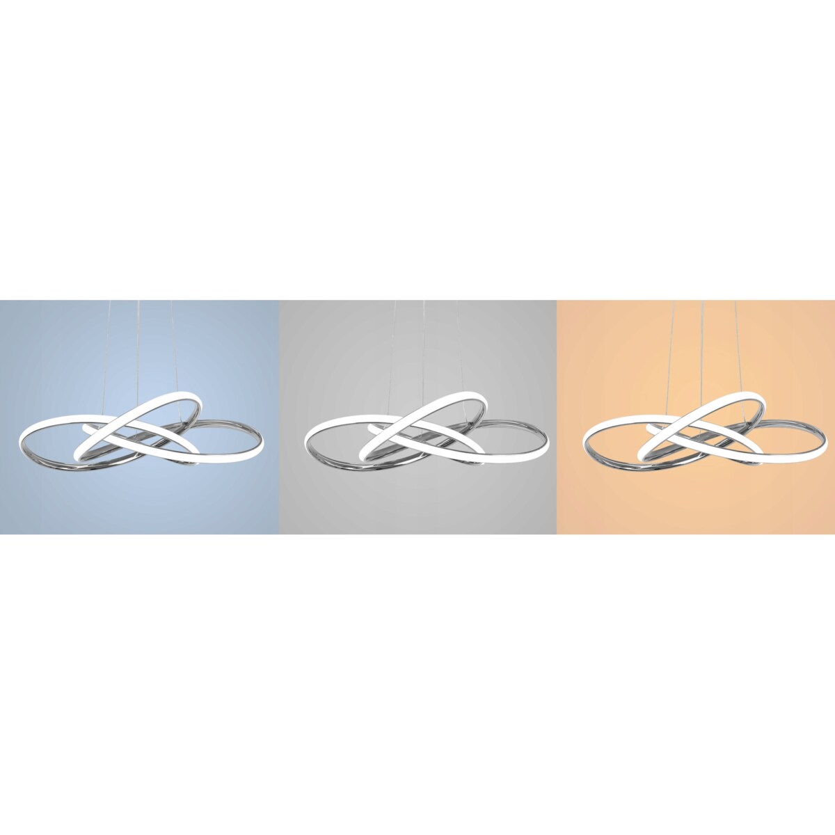 Lampa Sufitowa Wisząca Metal Ring Chrom Led +Pilot
