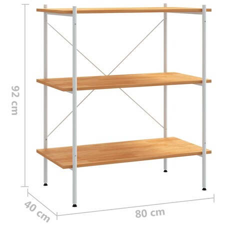 vidaXL 3-poziomowy regał, biały i drewno dębowe, 80x40x92 cm