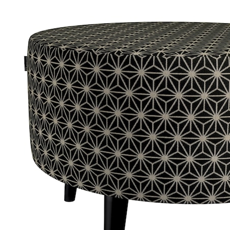 Podnóżek okrągły I, czarno-beżowy wzór ze złotą nitką, Ø60 x 40 cm, do -50%